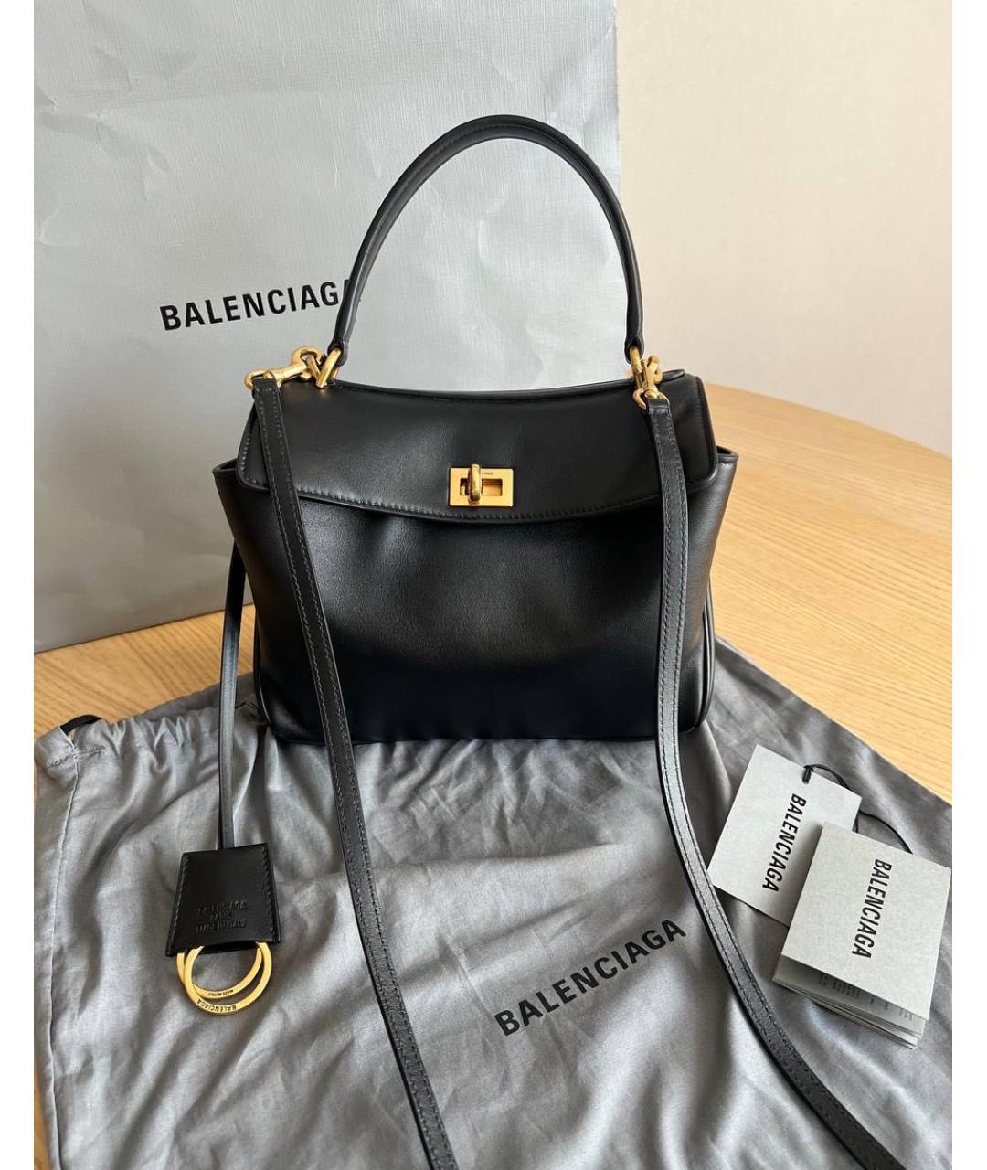 BALENCIAGA Черная кожаная сумка через плечо, фото 2