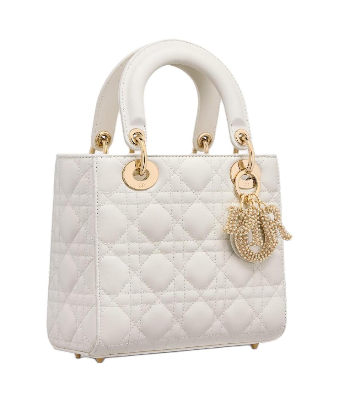 CHRISTIAN DIOR Белая кожаная сумка через плечо, фото 3