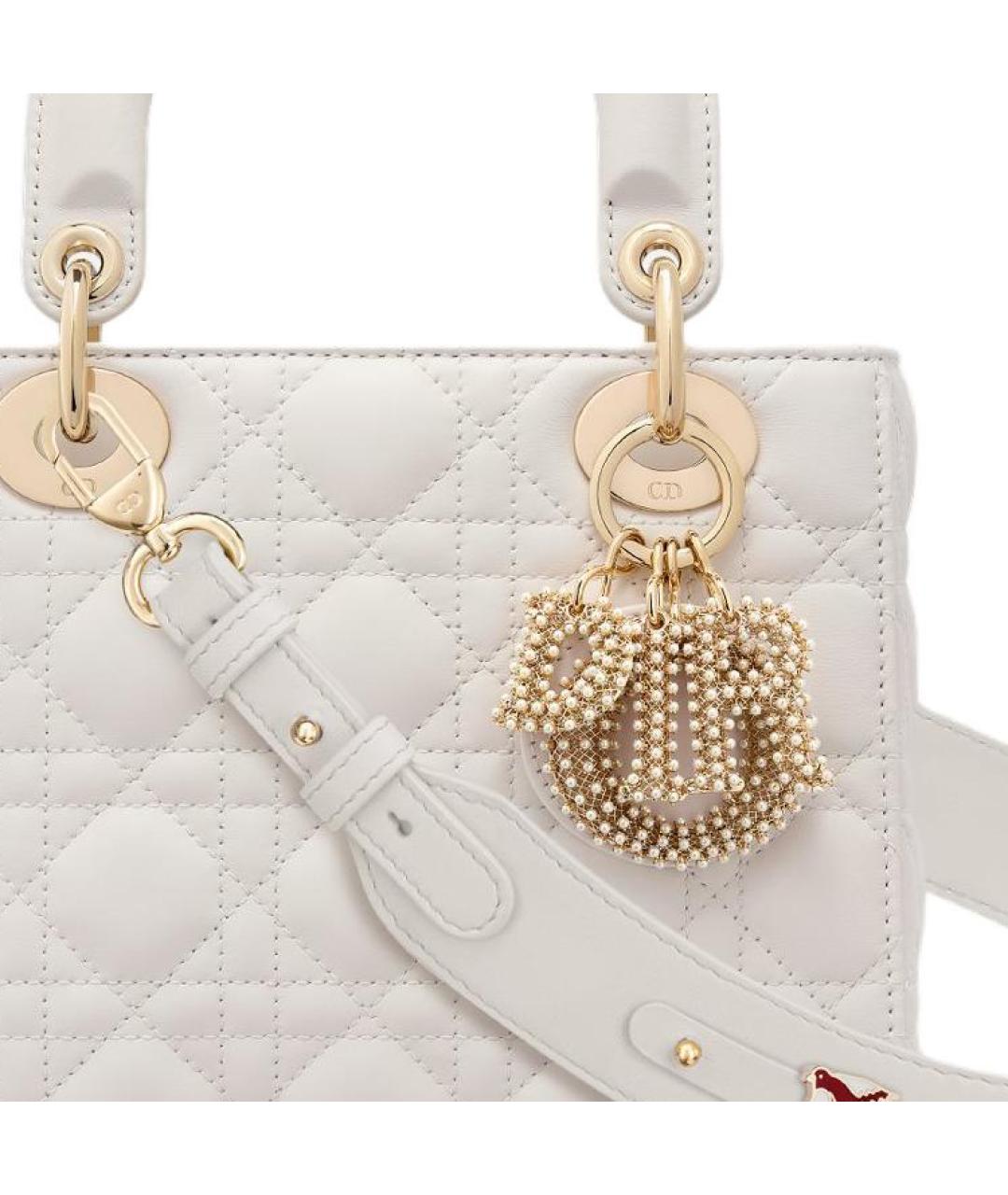 CHRISTIAN DIOR Белая кожаная сумка через плечо, фото 6