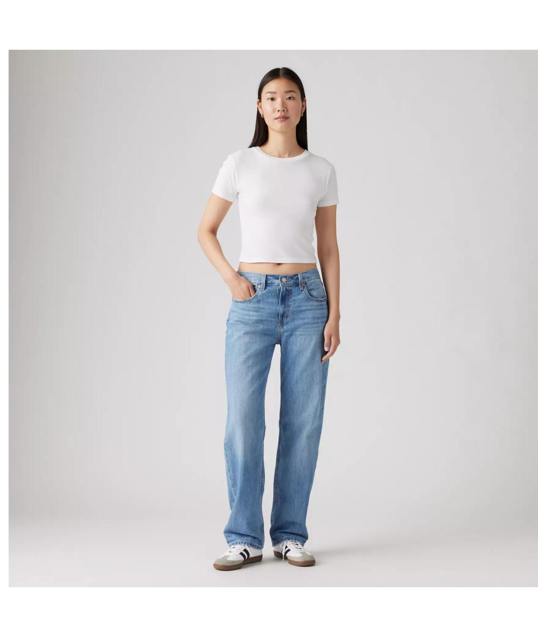 LEVI'S Синие хлопковые прямые джинсы, фото 2