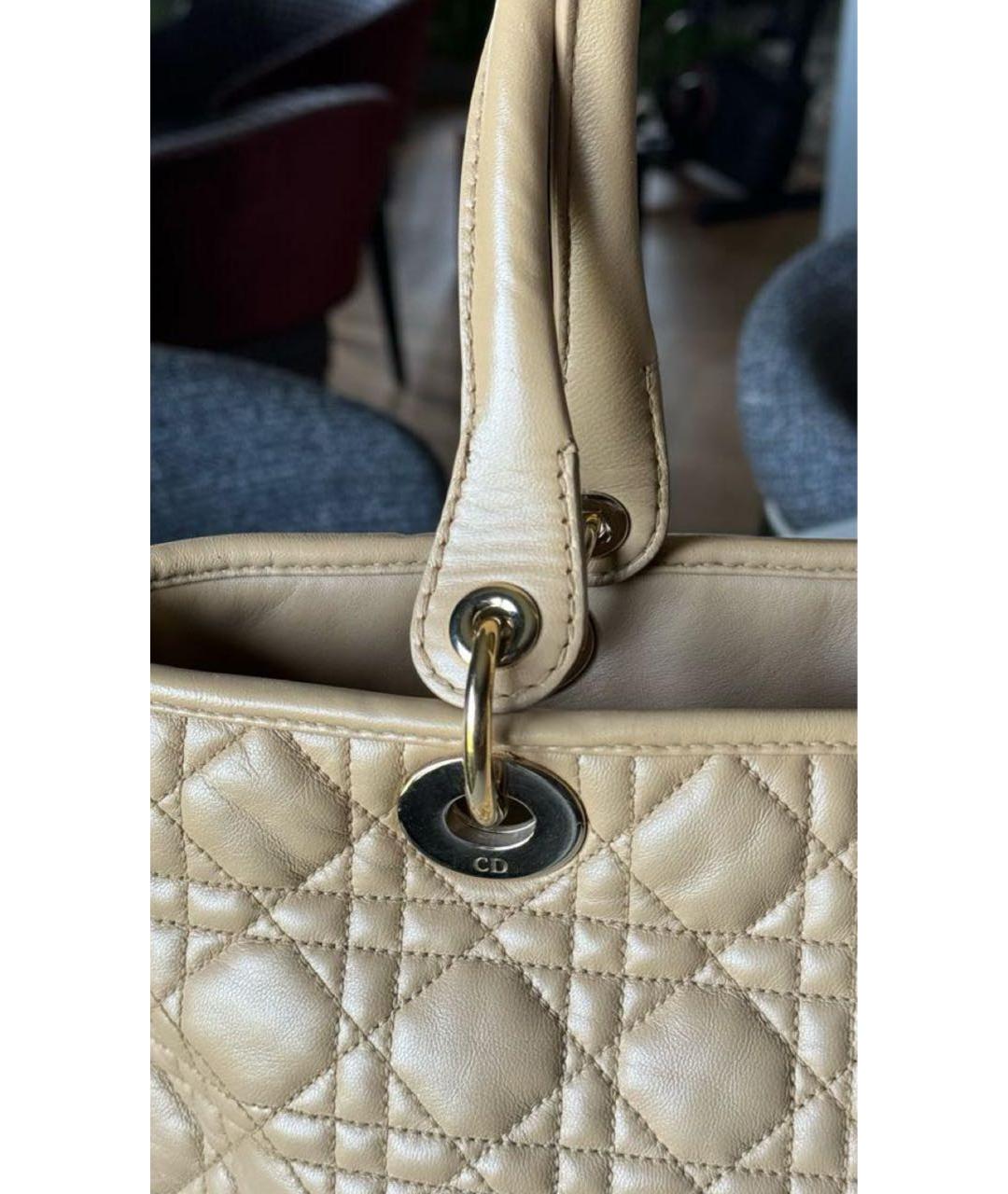 CHRISTIAN DIOR Бежевая кожаная сумка тоут, фото 4