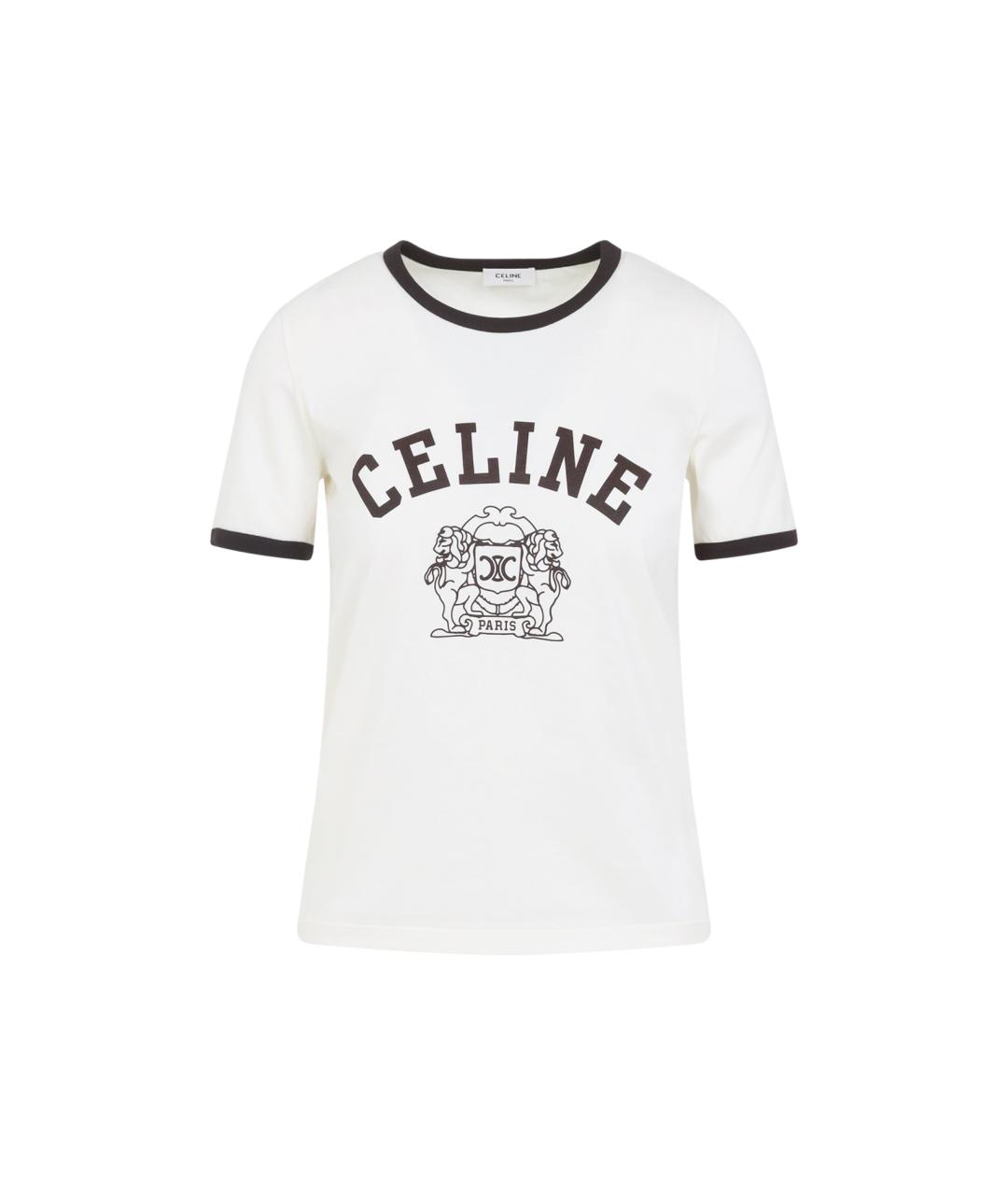 CELINE Белая хлопковая футболка, фото 1