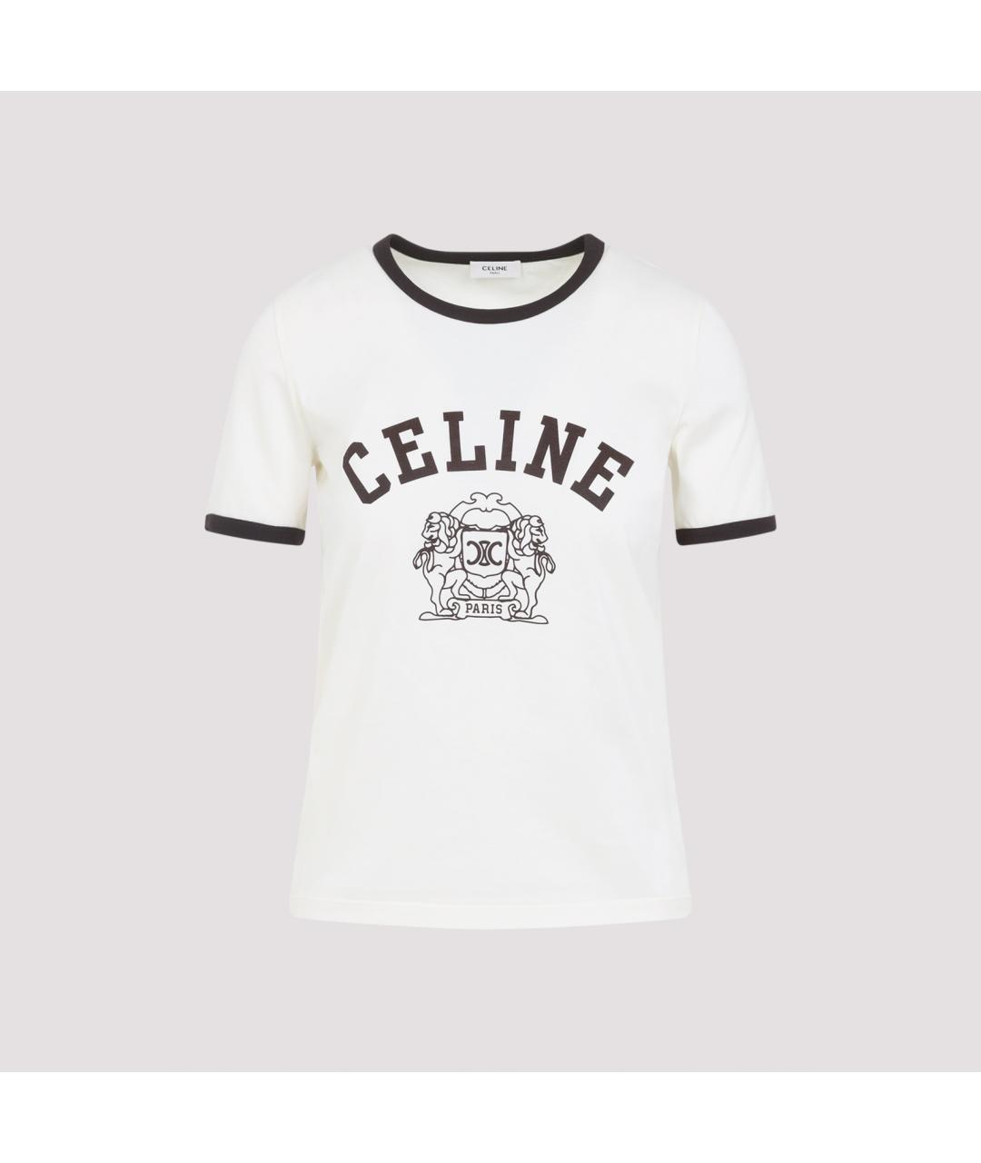 CELINE Белая хлопковая футболка, фото 2
