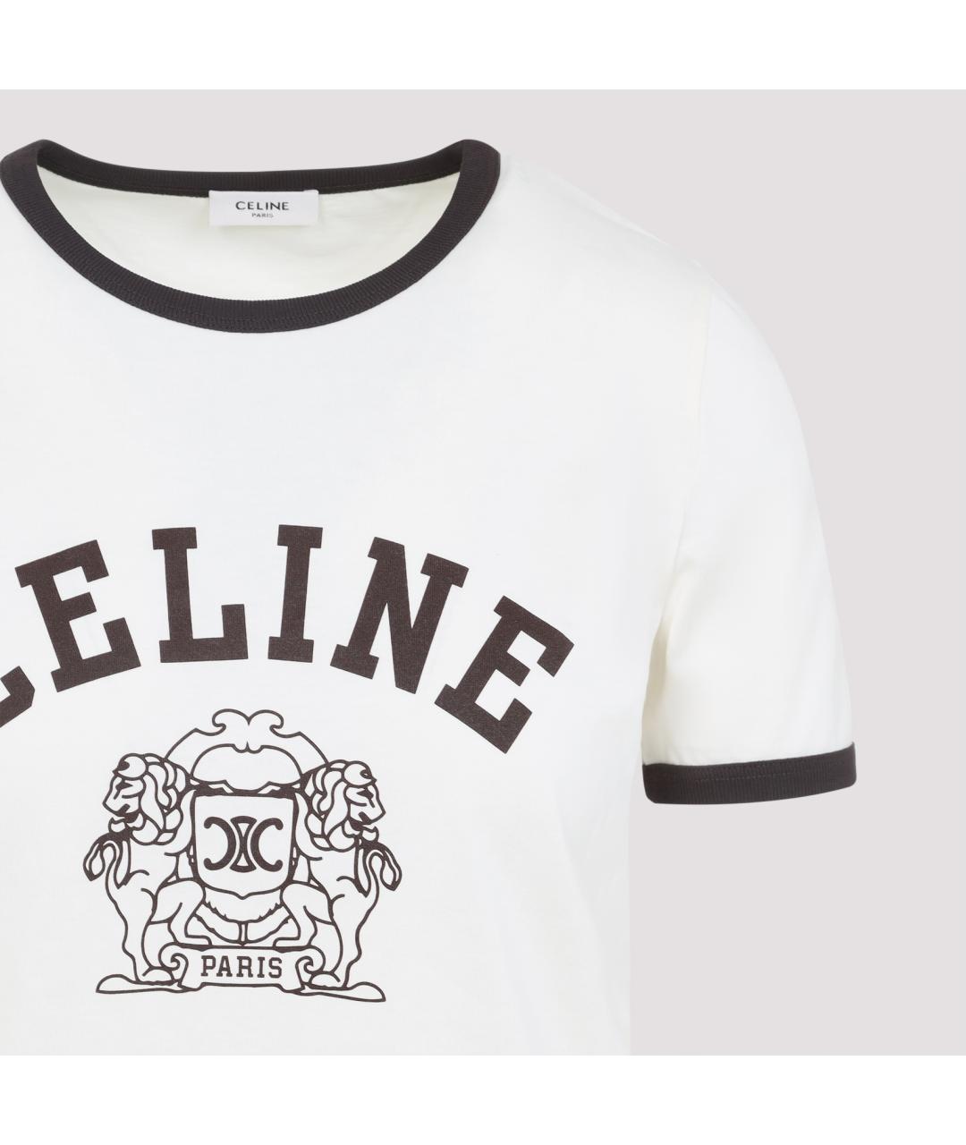 CELINE Белая хлопковая футболка, фото 5