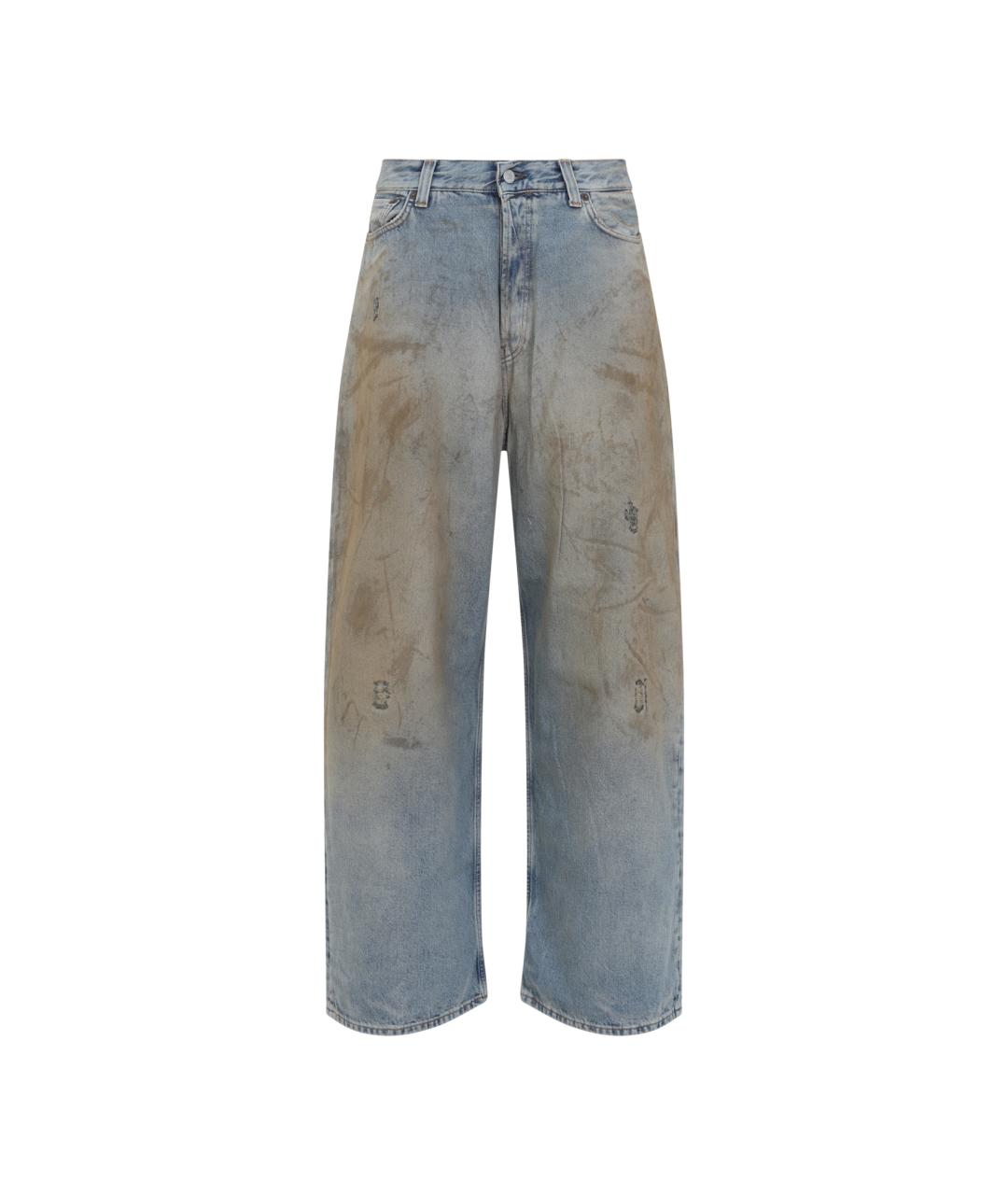 ACNE STUDIOS Голубые хлопковые прямые джинсы, фото 1