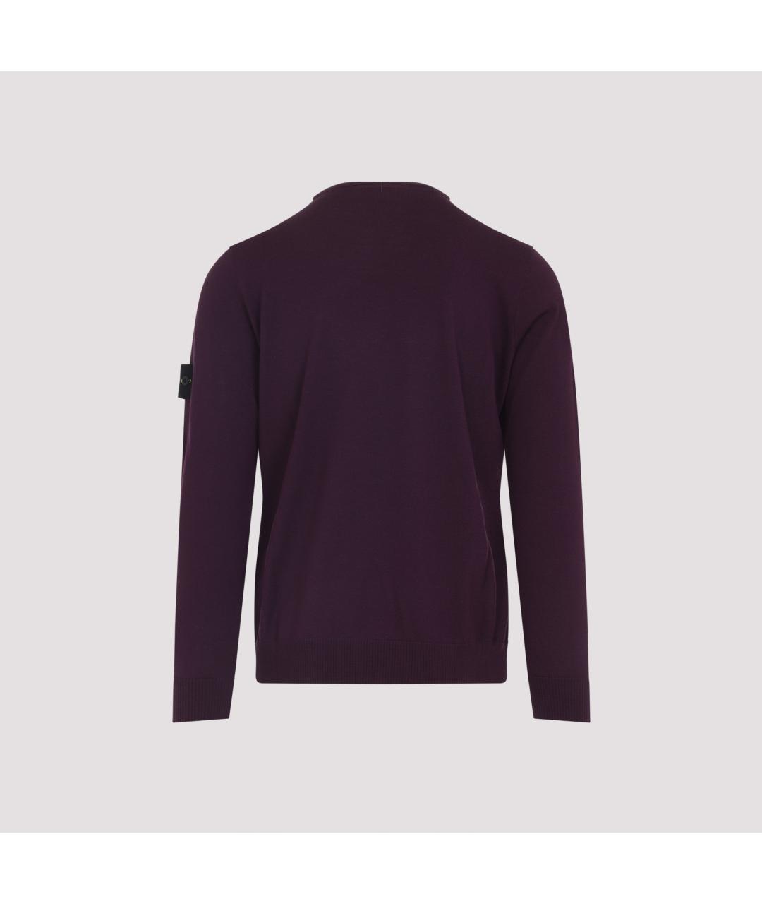 STONE ISLAND Бордовый шерстяной джемпер / свитер, фото 2