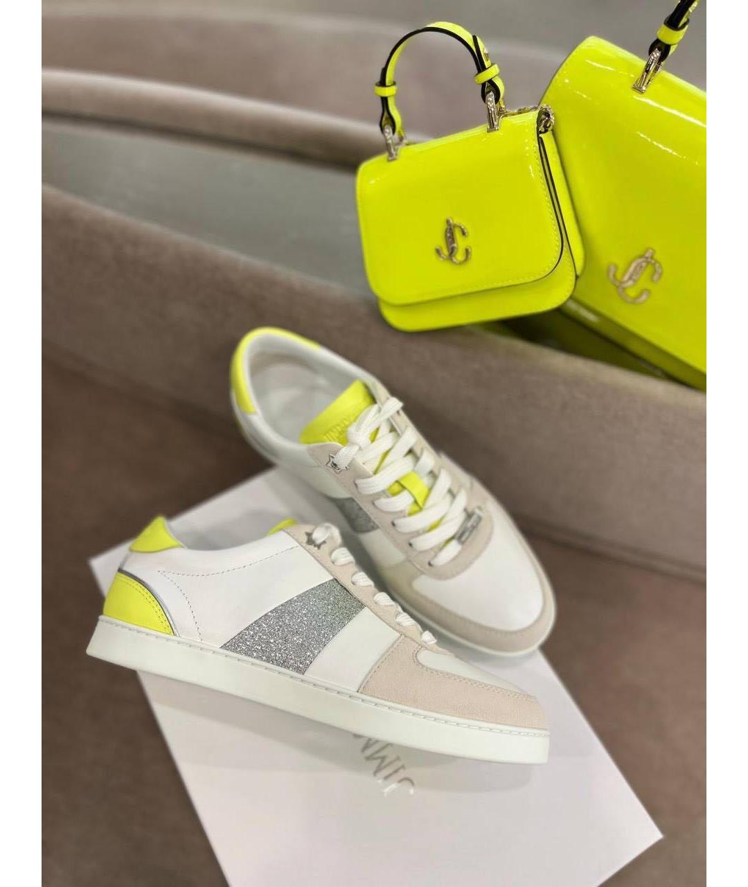 JIMMY CHOO Белые кожаные кроссовки, фото 3