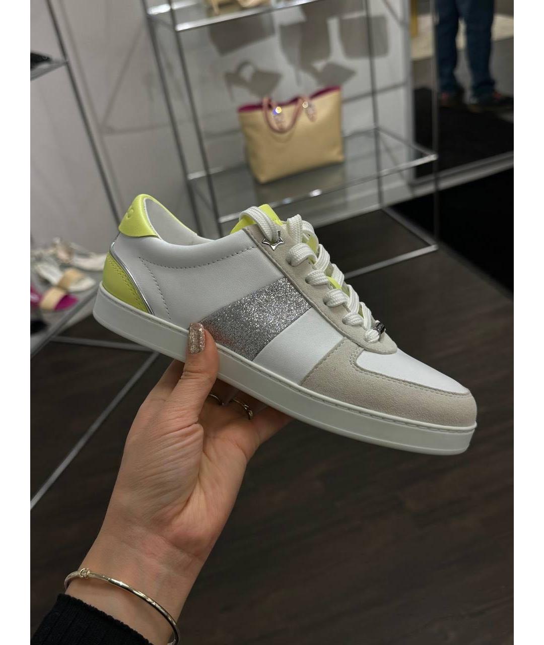 JIMMY CHOO Белые кожаные кроссовки, фото 7