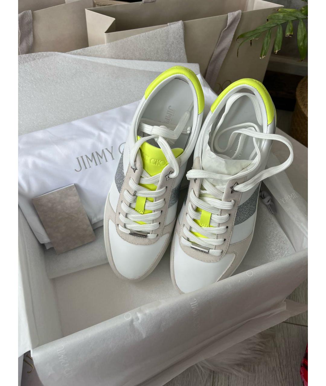 JIMMY CHOO Белые кожаные кроссовки, фото 6