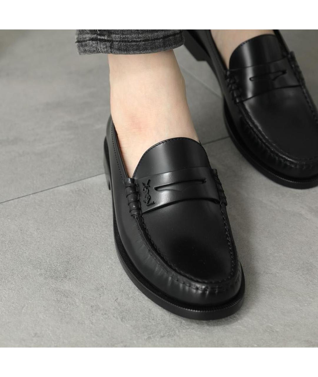 SAINT LAURENT Черные кожаные лоферы, фото 2
