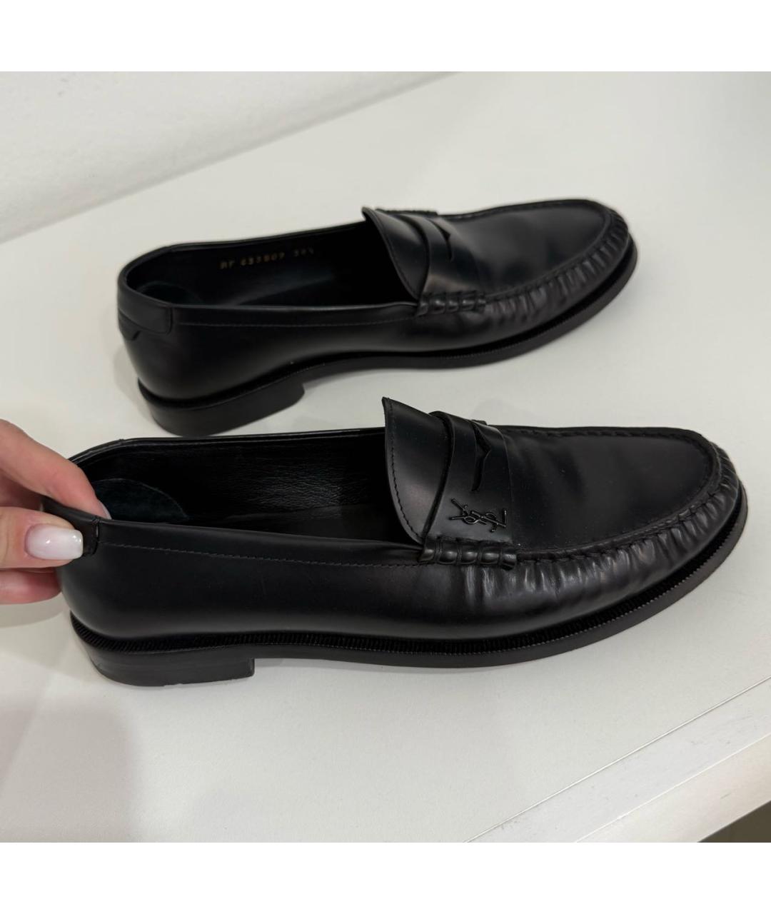 SAINT LAURENT Черные кожаные лоферы, фото 3