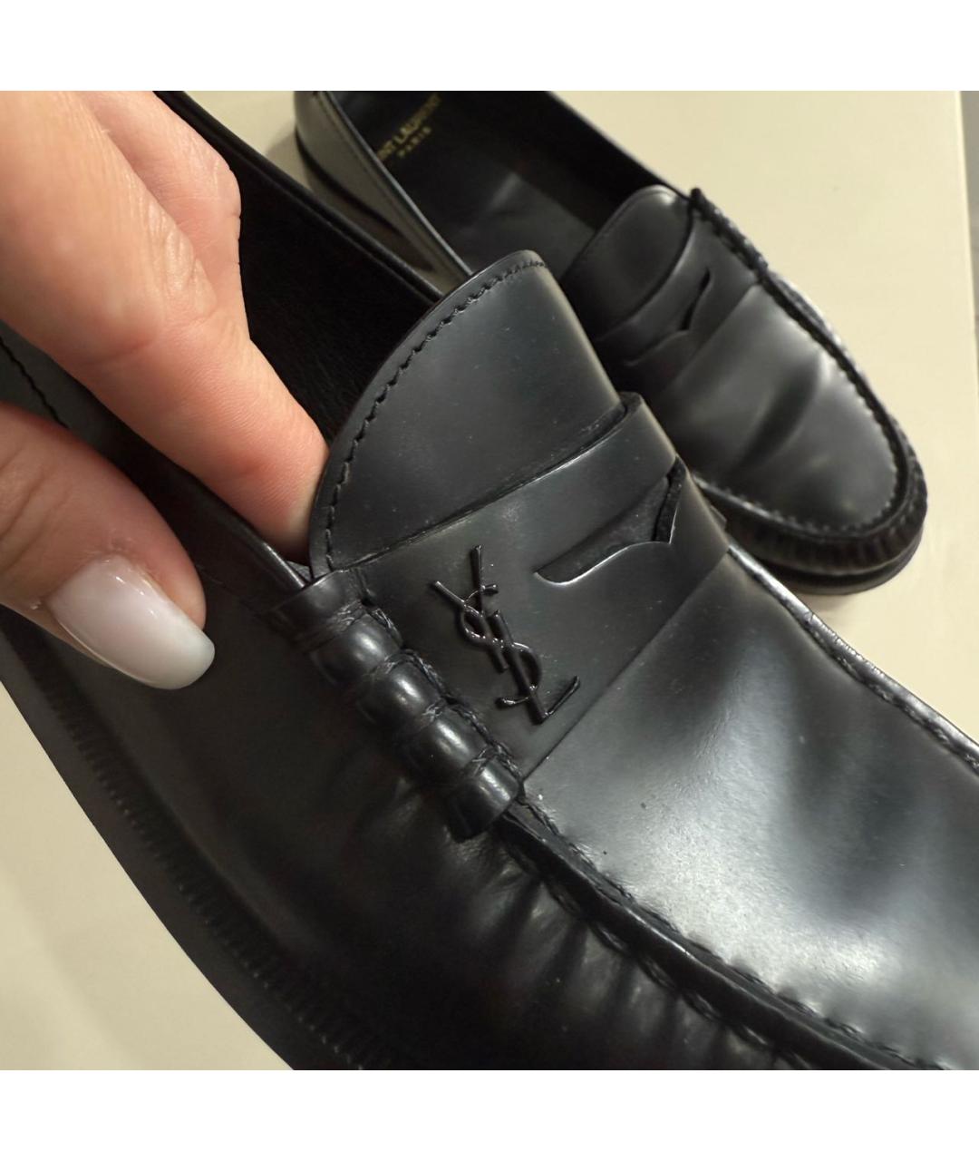 SAINT LAURENT Черные кожаные лоферы, фото 5