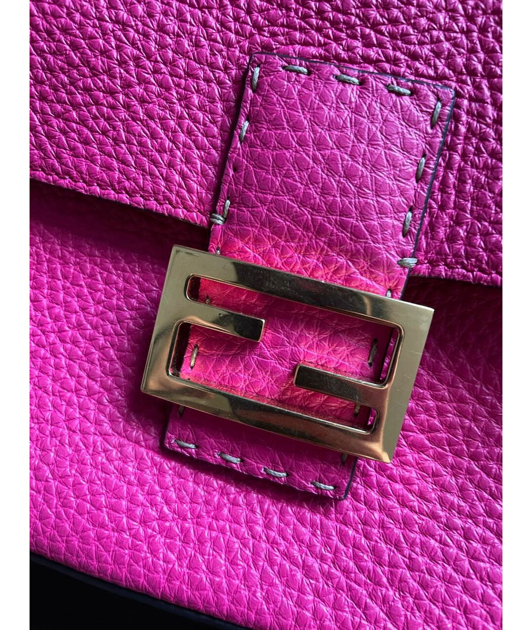 FENDI Фуксия кожаная сумка с короткими ручками, фото 2