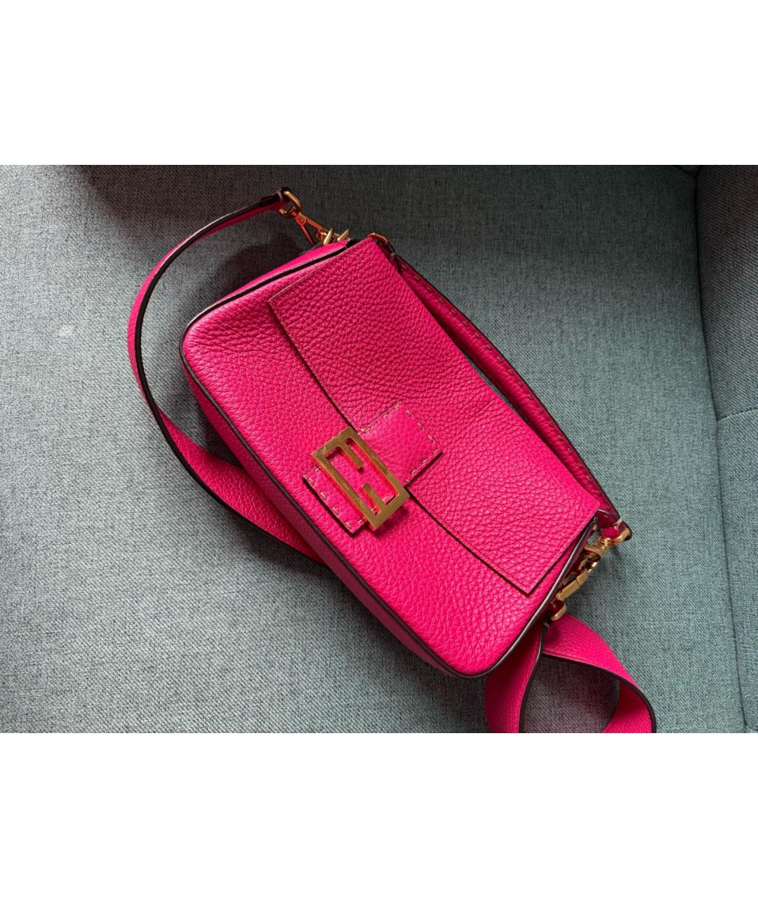 FENDI Фуксия кожаная сумка с короткими ручками, фото 8