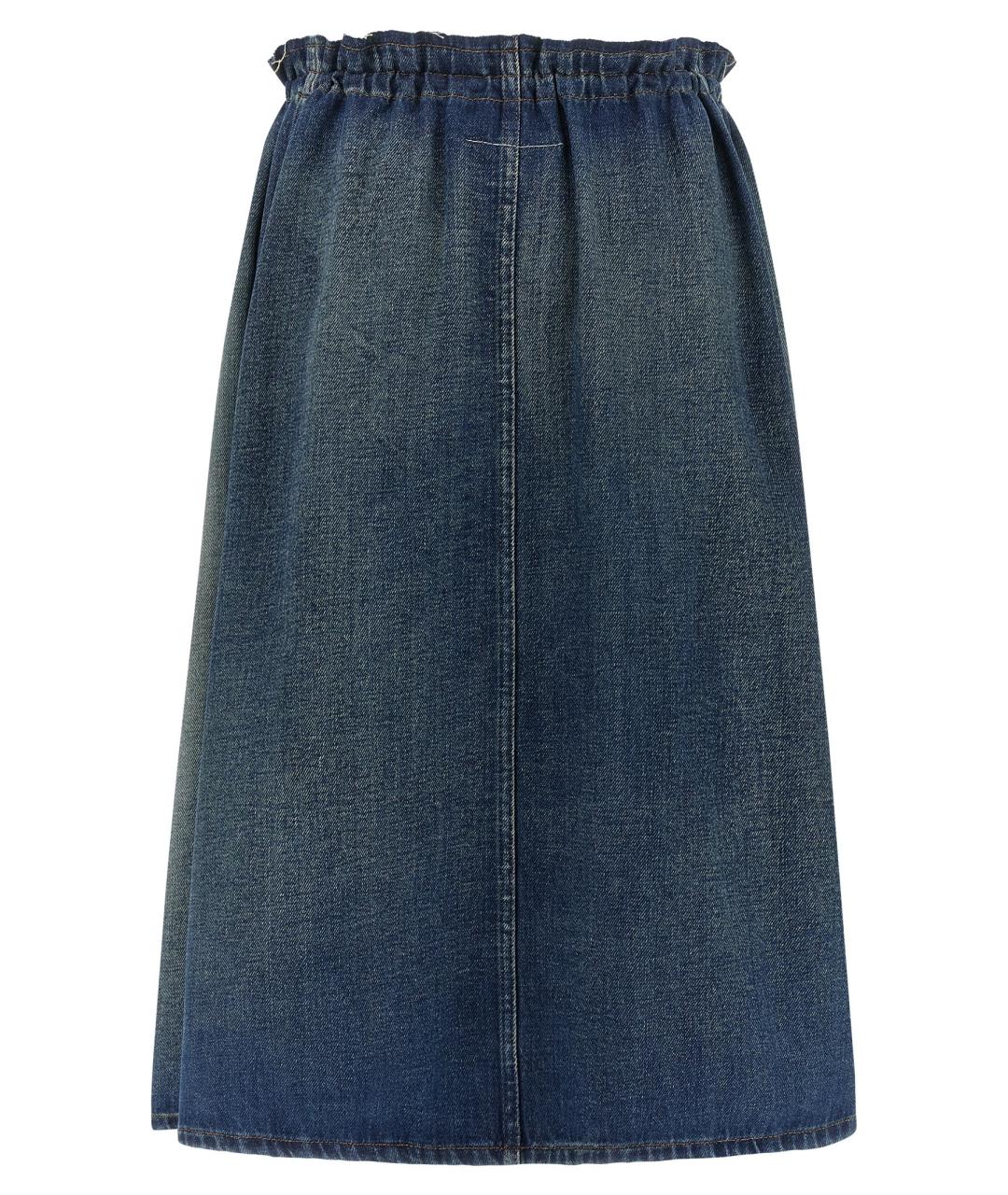 MM6 MAISON MARGIELA Синяя хлопковая юбка миди, фото 2