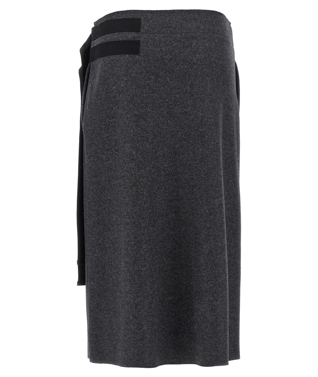JIL SANDER Антрацитовая шерстяная юбка миди, фото 2