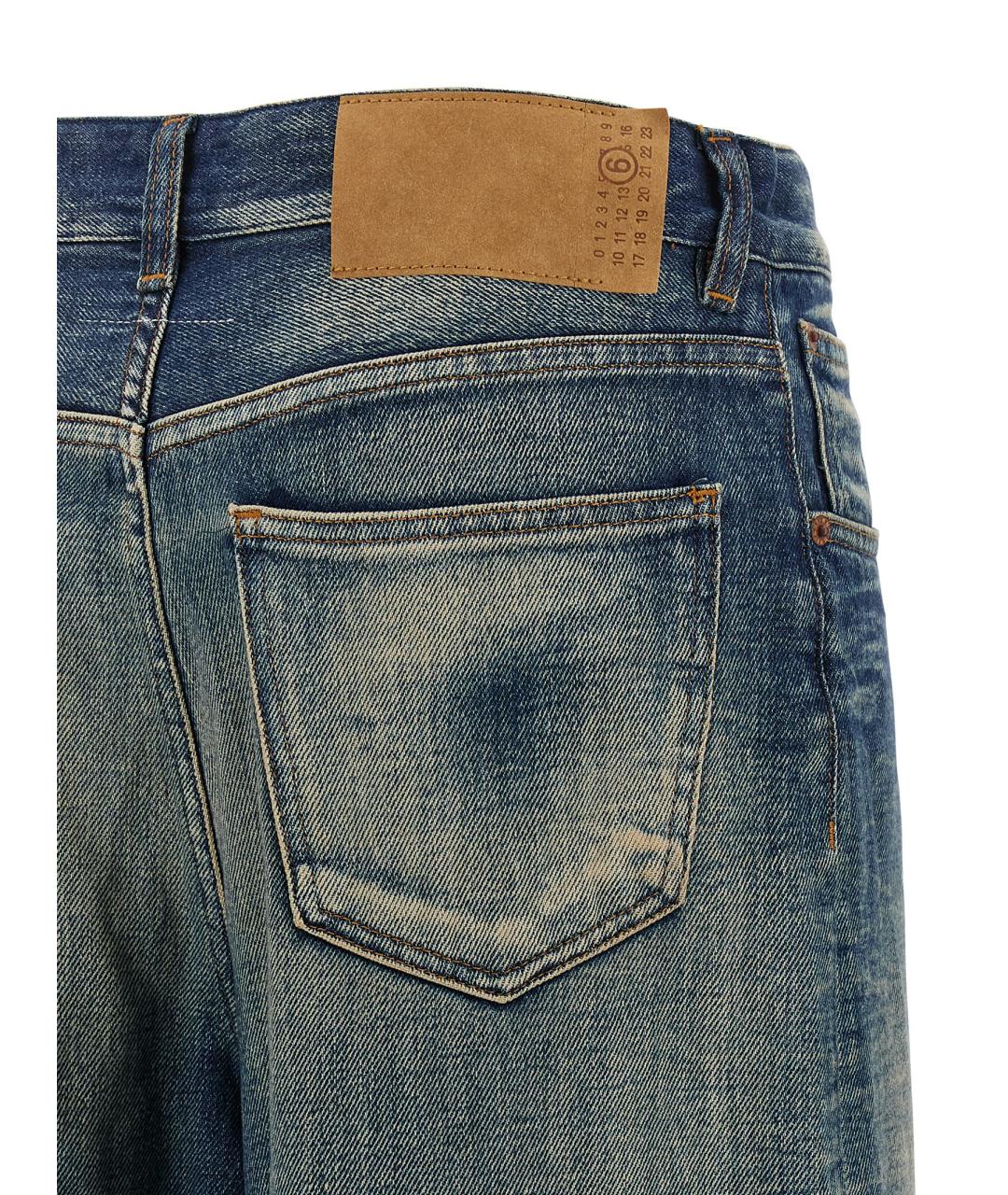MM6 MAISON MARGIELA Синие хлопковые прямые джинсы, фото 4