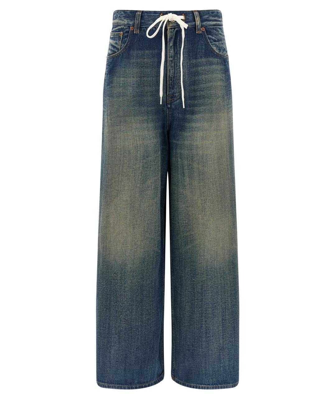MM6 MAISON MARGIELA Синие хлопковые прямые джинсы, фото 1