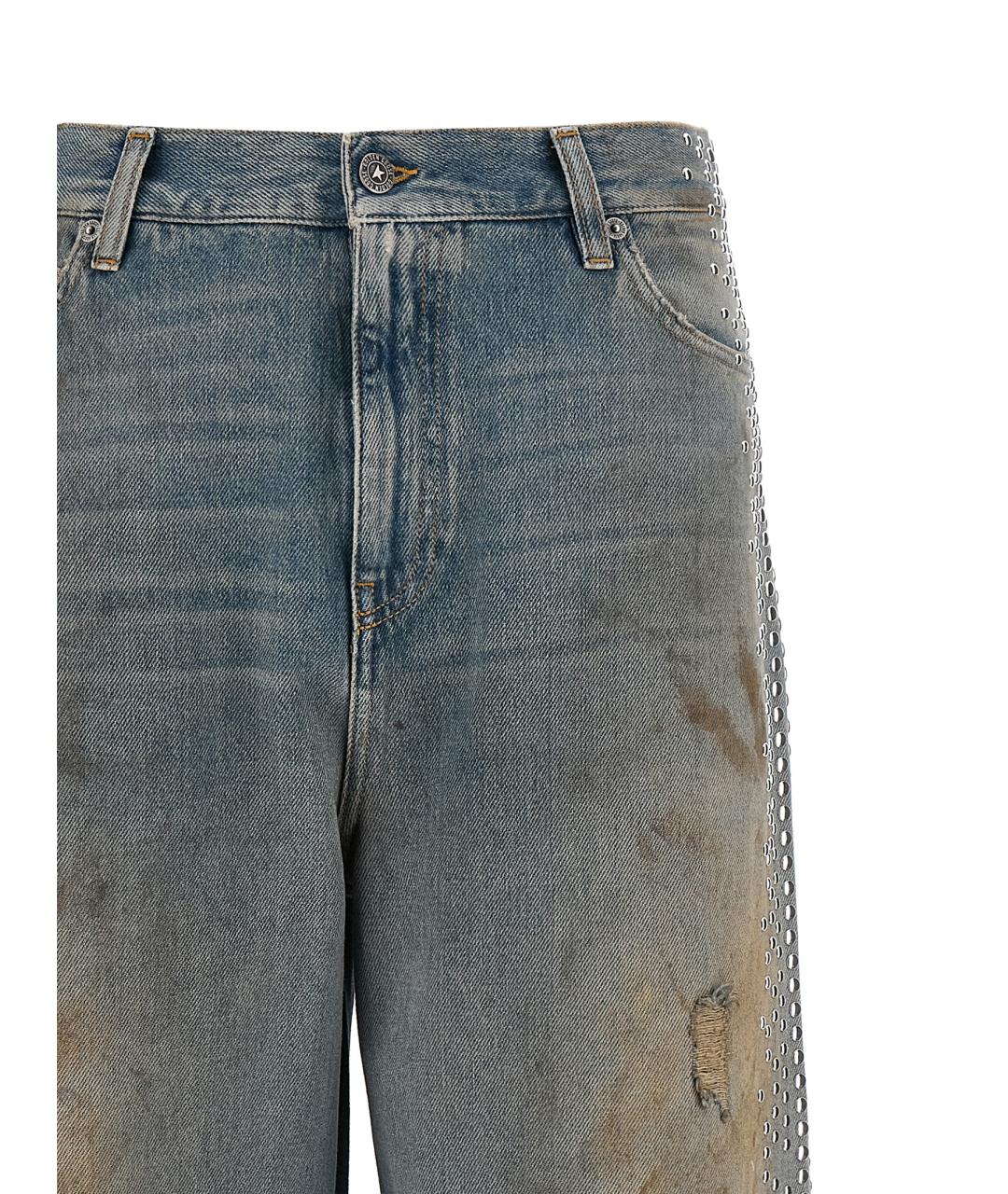 GOLDEN GOOSE DELUXE BRAND Синие хлопковые прямые джинсы, фото 4