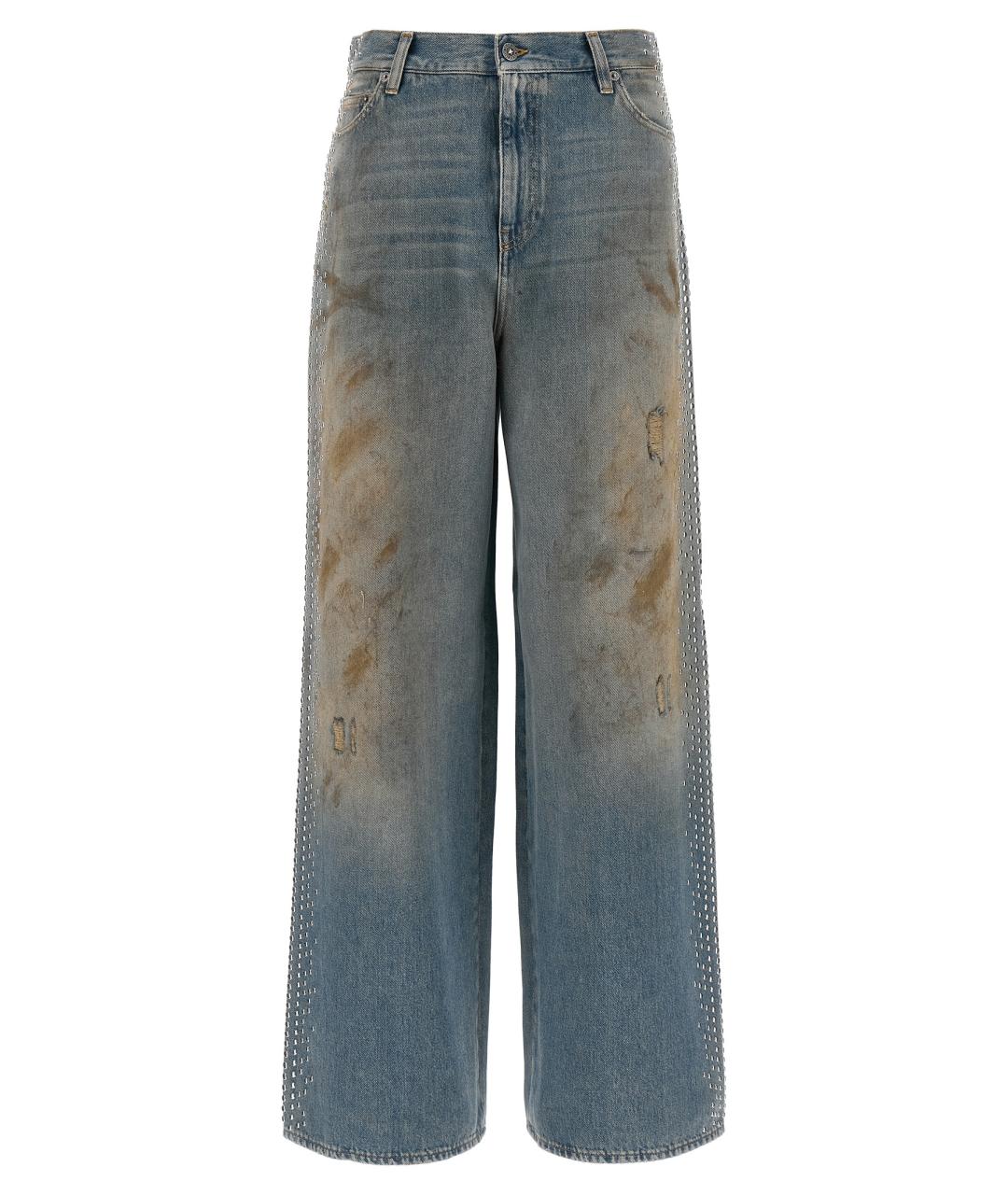 GOLDEN GOOSE DELUXE BRAND Синие хлопковые прямые джинсы, фото 1