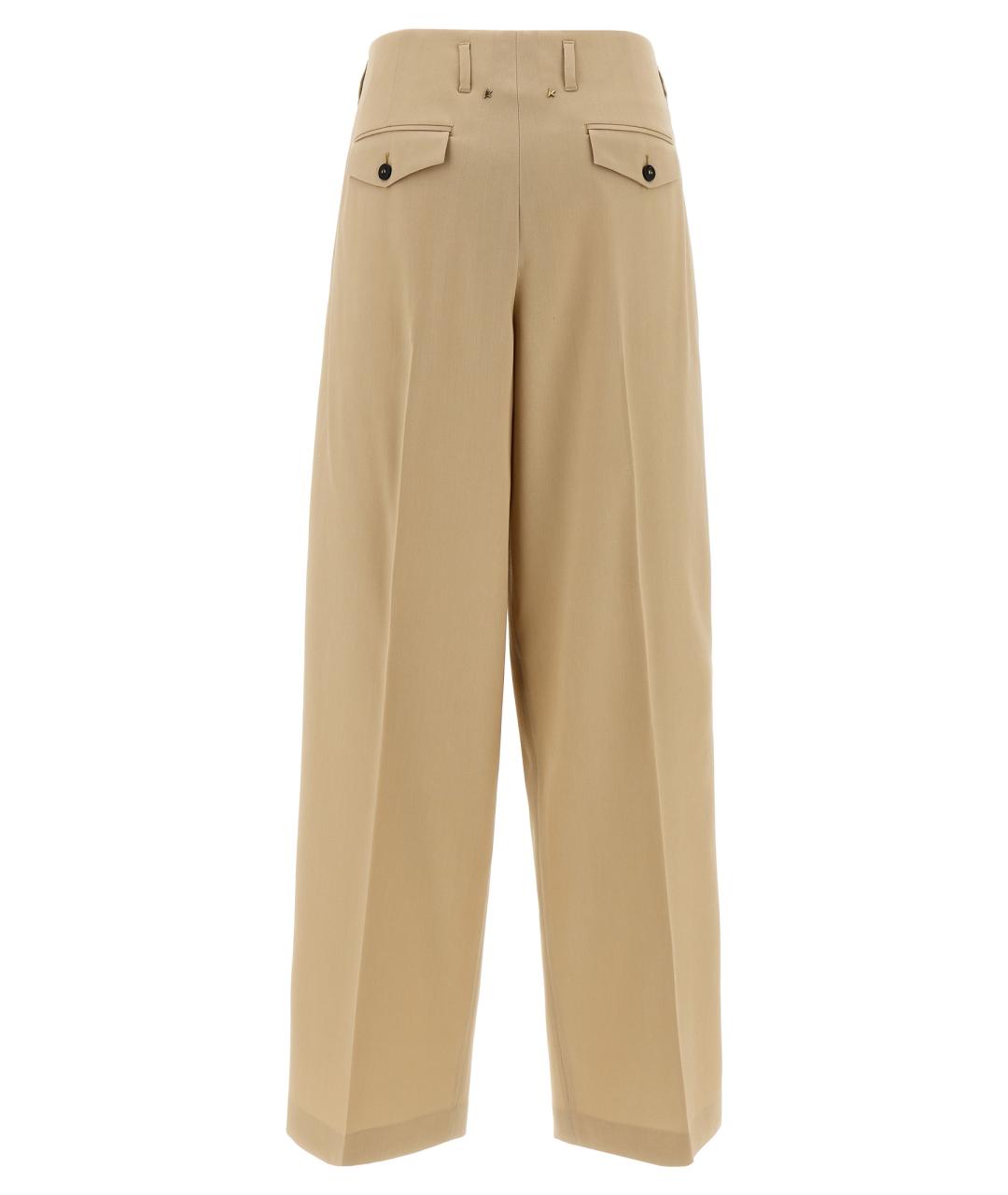 GOLDEN GOOSE DELUXE BRAND Бежевые шерстяные прямые брюки, фото 2
