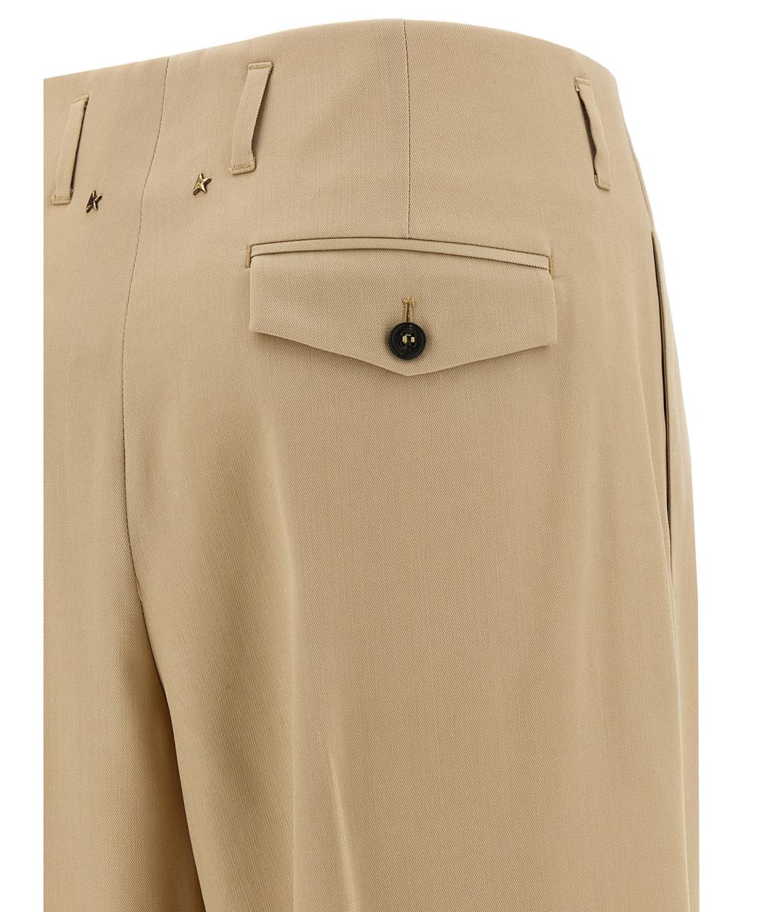 GOLDEN GOOSE DELUXE BRAND Бежевые шерстяные прямые брюки, фото 4