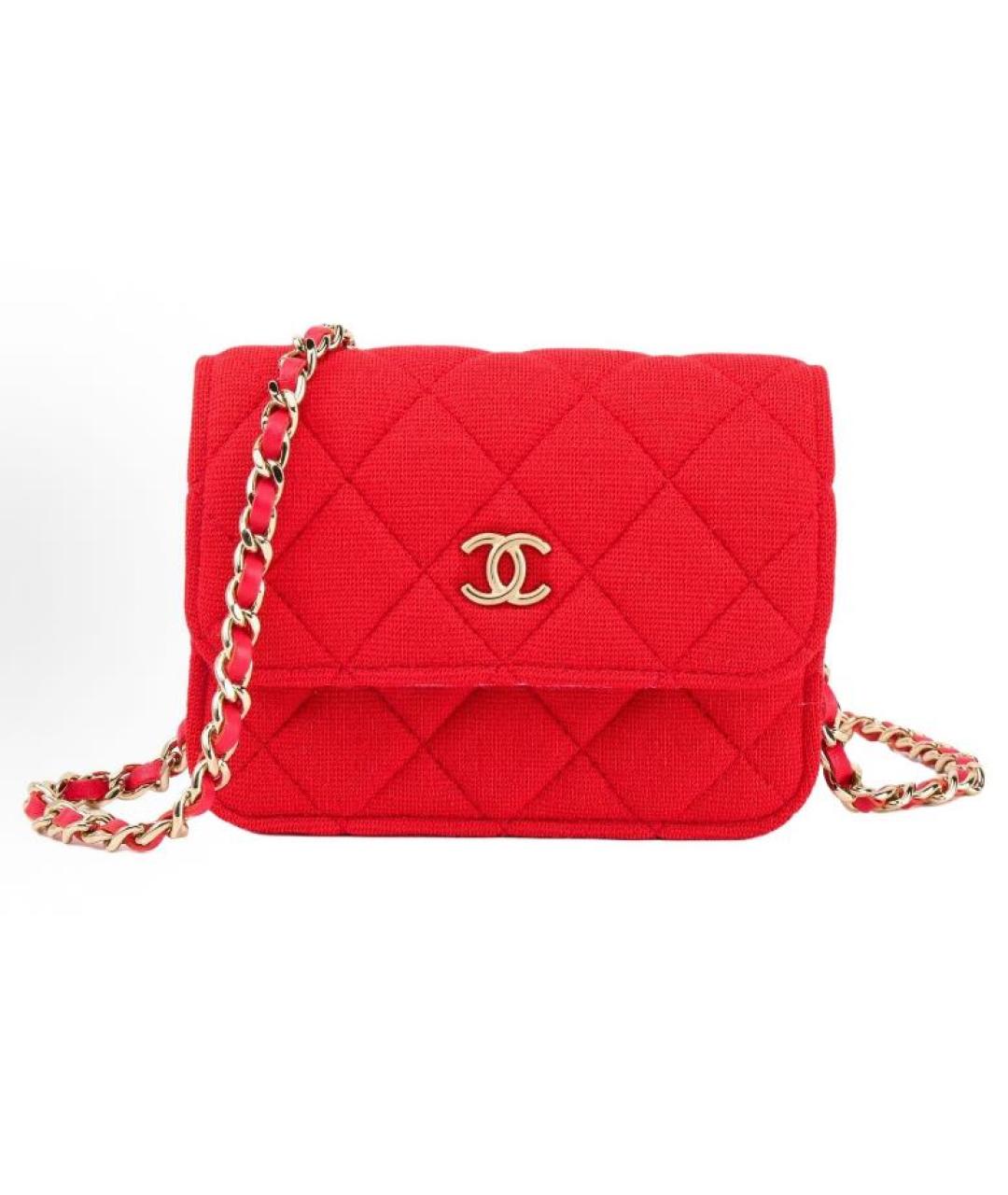 CHANEL Красная тканевая сумка через плечо, фото 5
