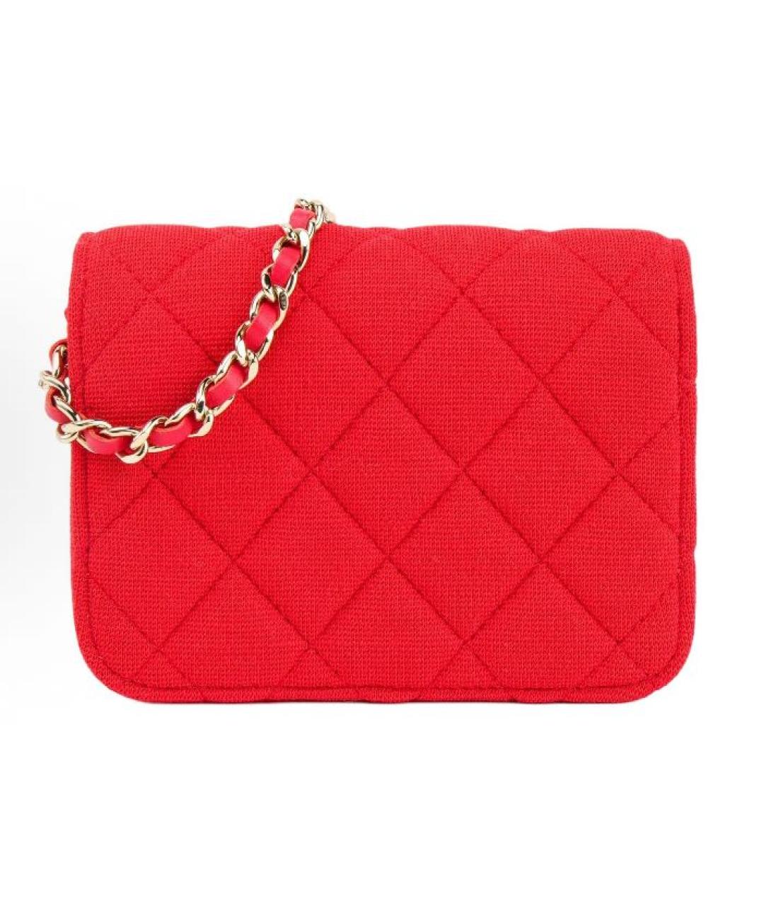 CHANEL Красная тканевая сумка через плечо, фото 3