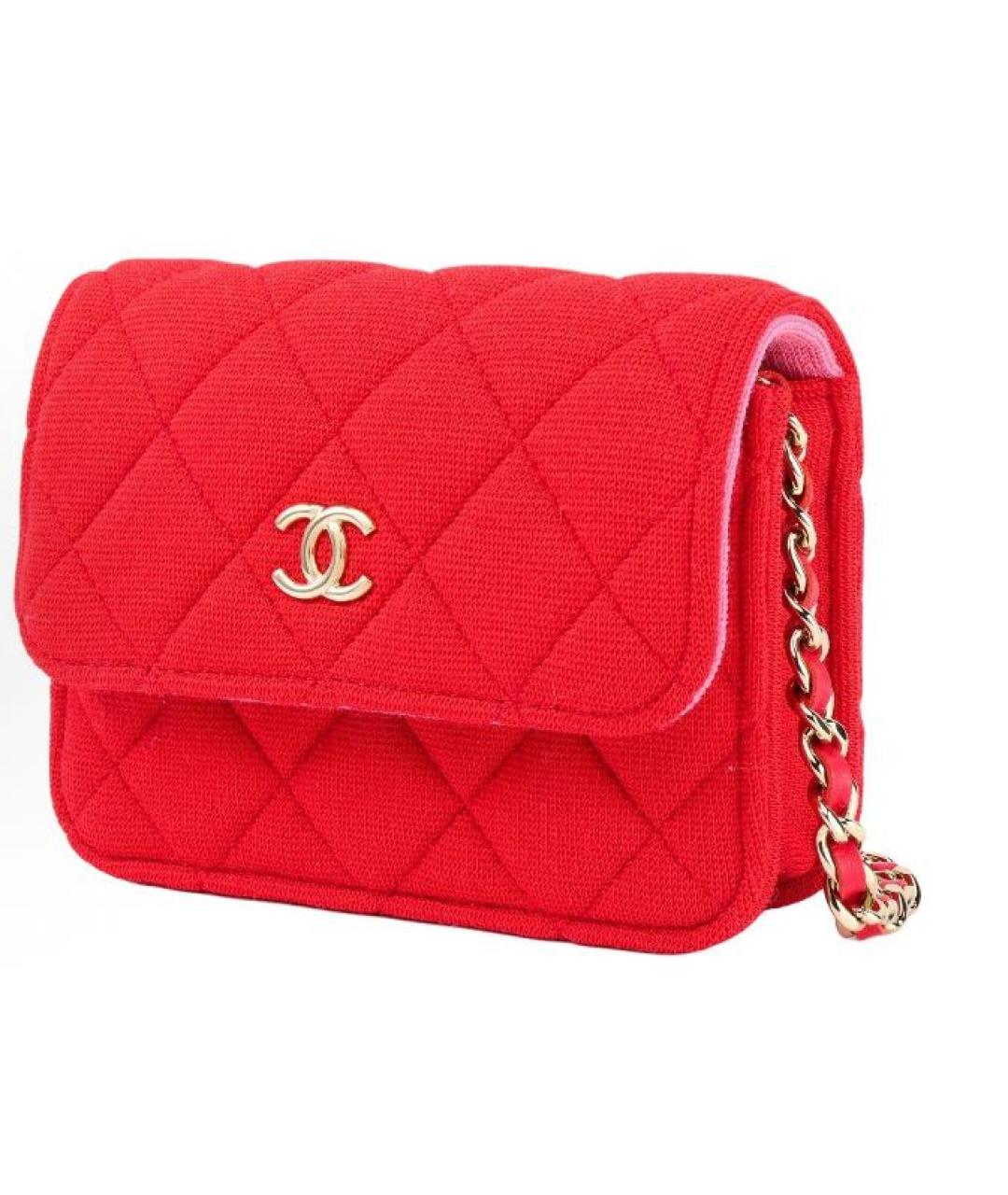 CHANEL Красная тканевая сумка через плечо, фото 2