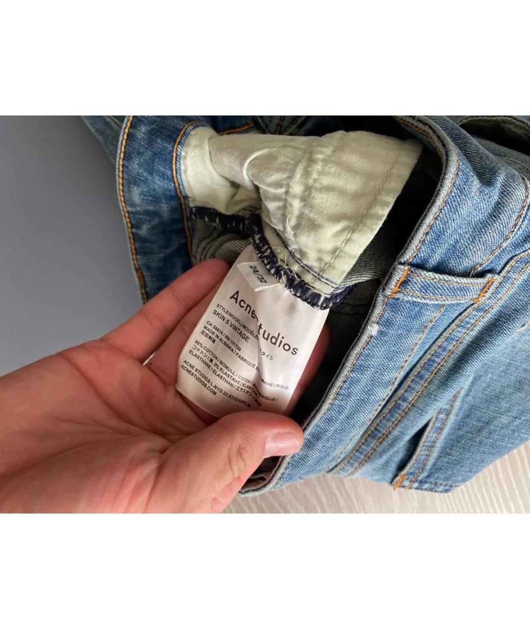 ACNE STUDIOS Синие хлопковые джинсы слим, фото 4