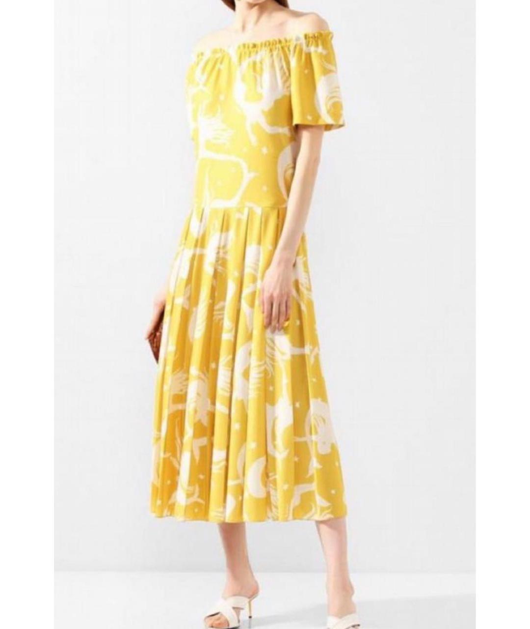 VALENTINO Желтое шелковое повседневное платье, фото 6