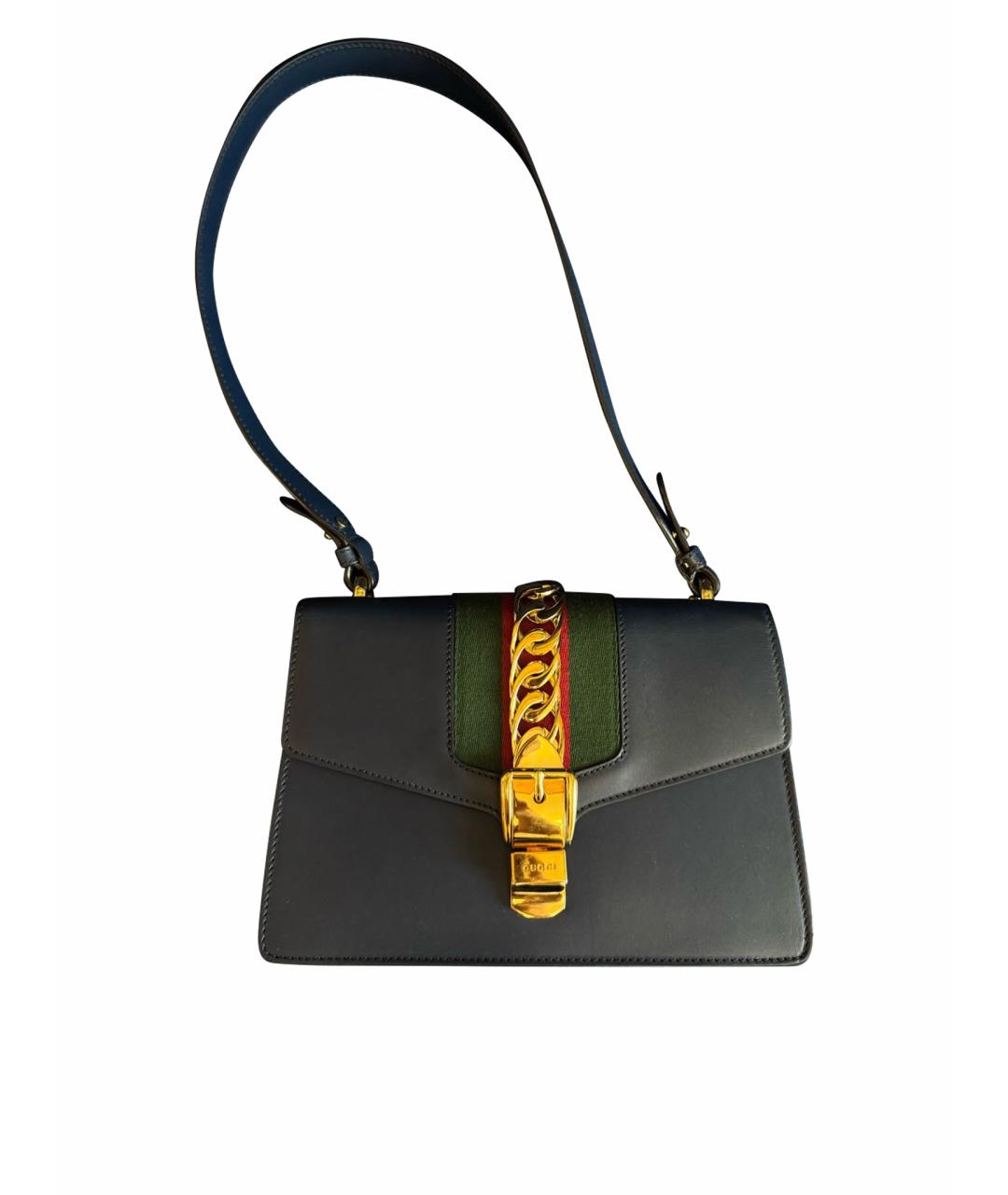 GUCCI Темно-синяя кожаная сумка через плечо, фото 1