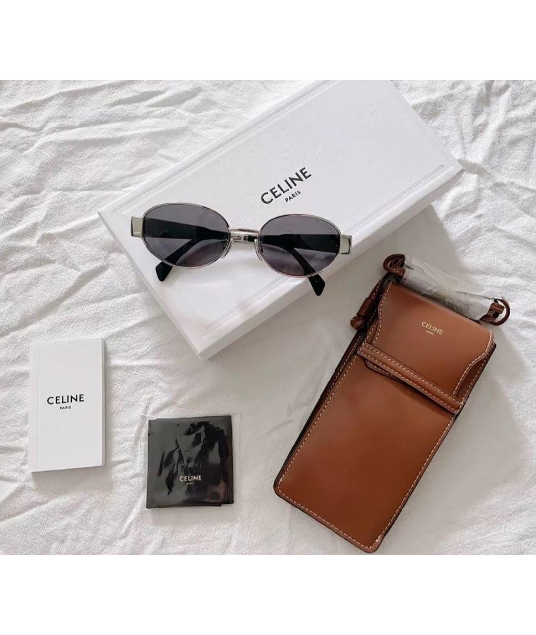 CELINE Серебряные металлические солнцезащитные очки, фото 2