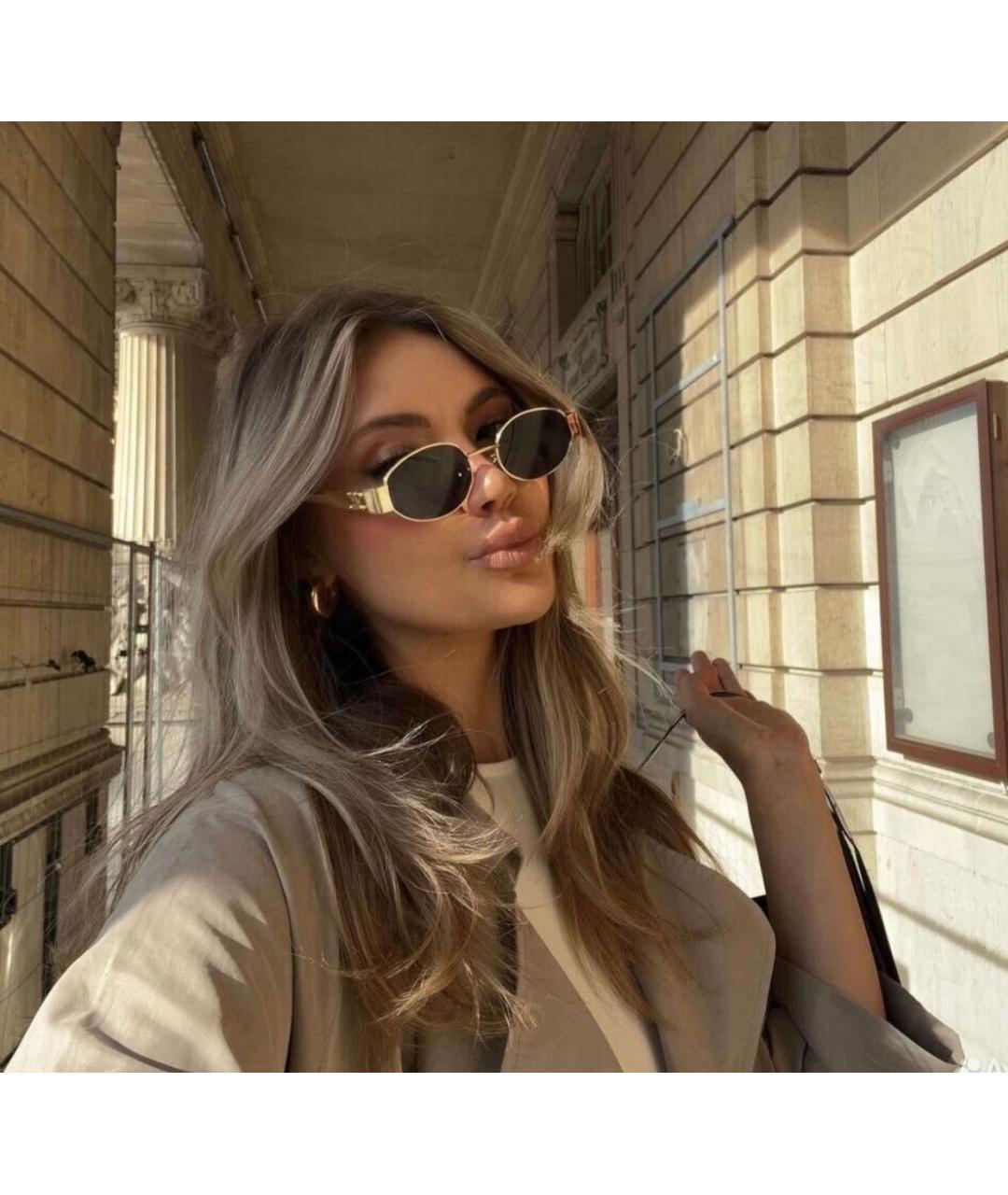 CELINE Золотые металлические солнцезащитные очки, фото 2