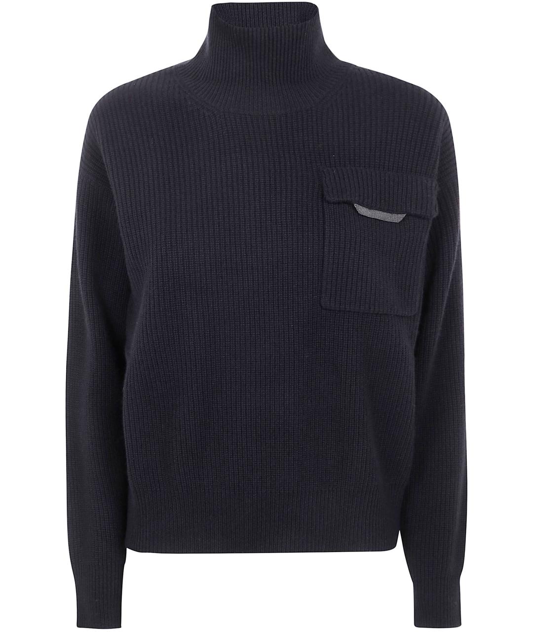 BRUNELLO CUCINELLI Темно-синий кашемировый джемпер / свитер, фото 1