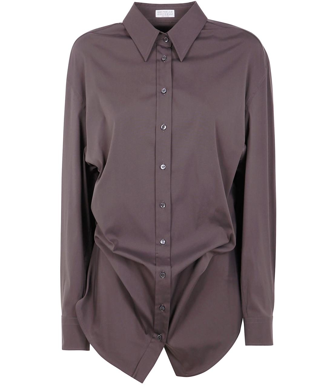 BRUNELLO CUCINELLI Коричневая хлопковая рубашка, фото 1