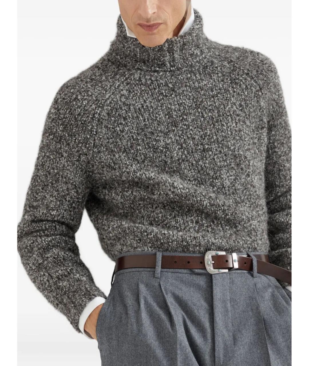 BRUNELLO CUCINELLI Антрацитовый кашемировый джемпер / свитер, фото 2