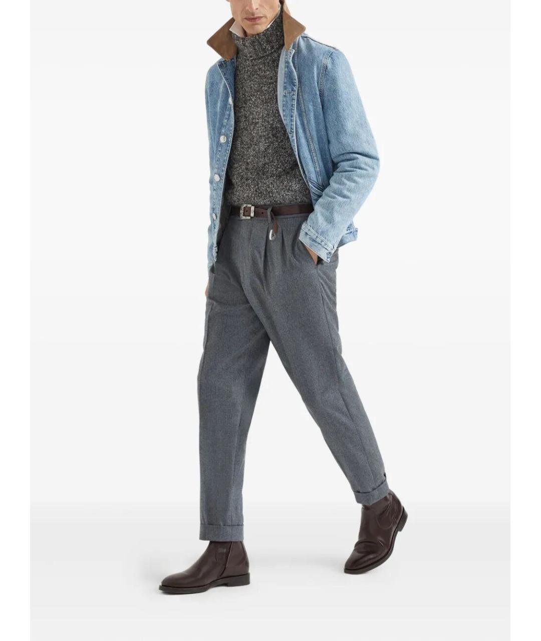 BRUNELLO CUCINELLI Антрацитовый кашемировый джемпер / свитер, фото 3