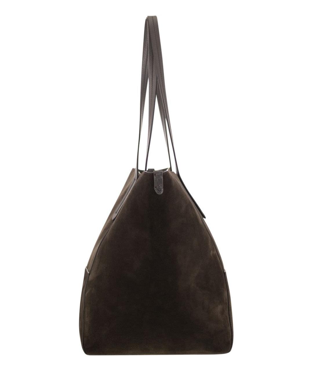 BRUNELLO CUCINELLI Коричневая кожаная сумка тоут, фото 3