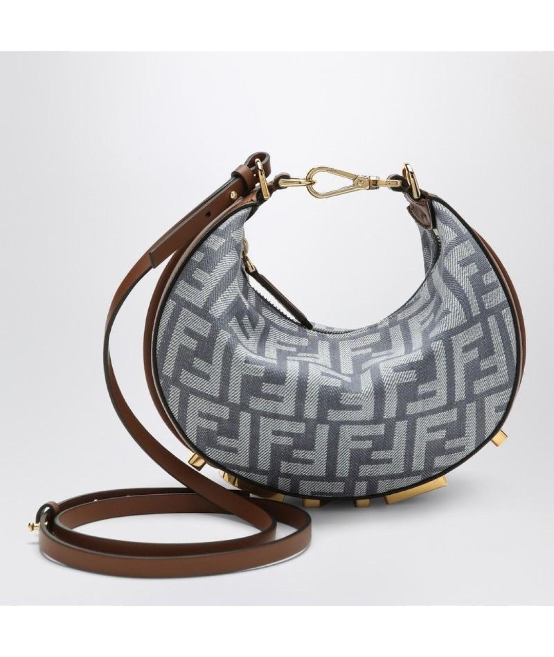 FENDI Голубая жаккардовая сумка через плечо, фото 2