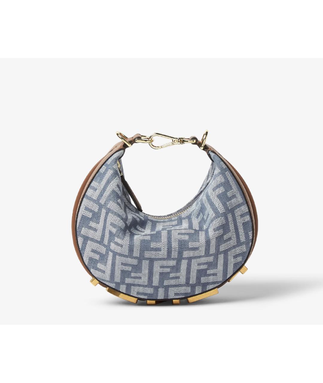 FENDI Голубая жаккардовая сумка через плечо, фото 4