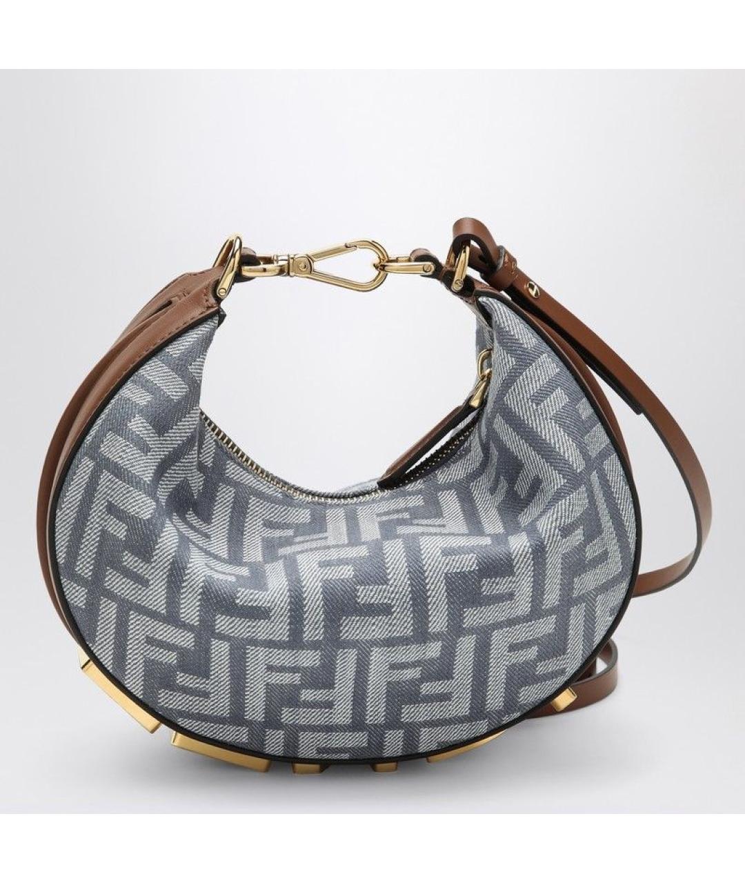 FENDI Голубая жаккардовая сумка через плечо, фото 3