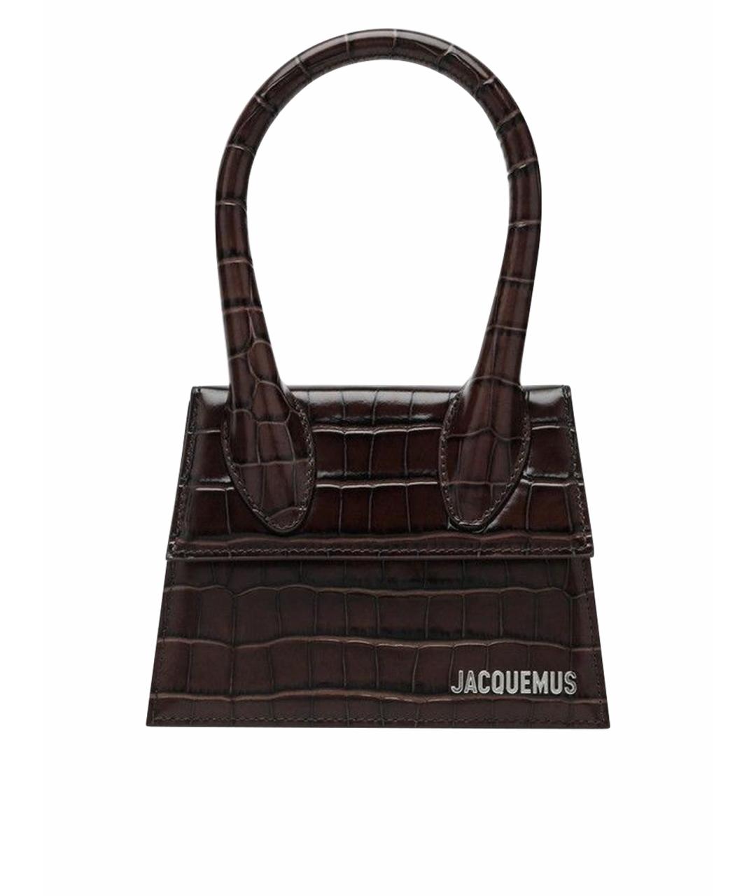 JACQUEMUS Коричневая кожаная сумка с короткими ручками, фото 1
