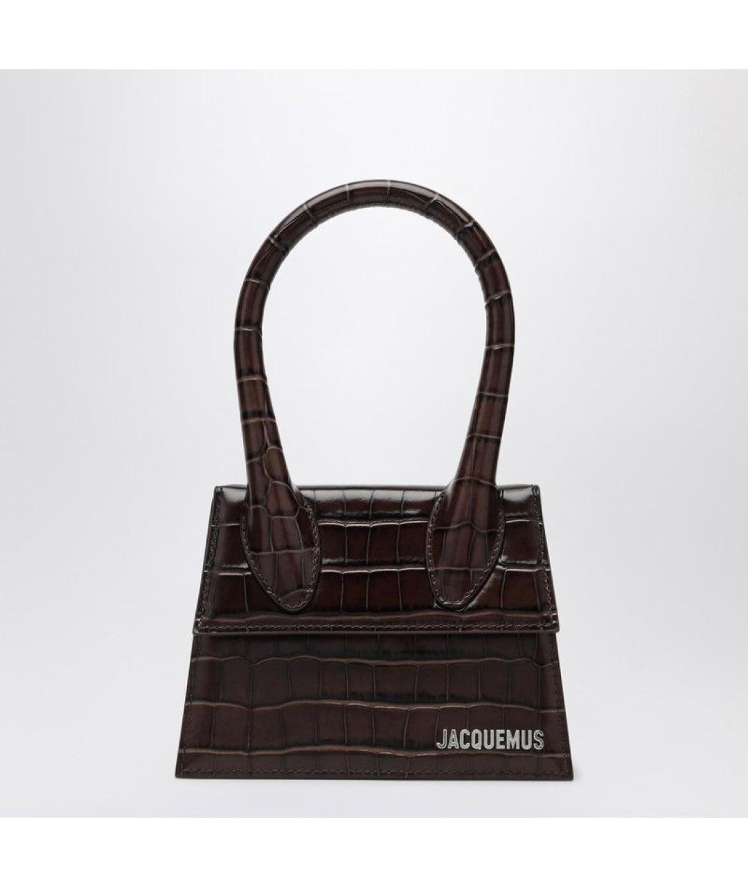 JACQUEMUS Коричневая кожаная сумка с короткими ручками, фото 3