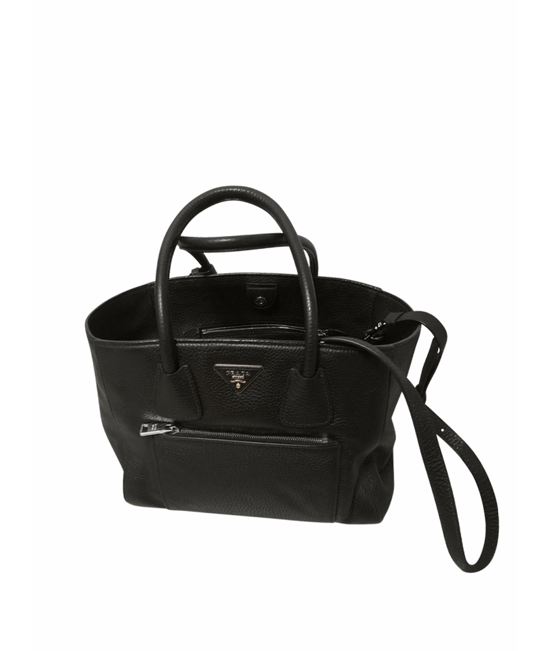 PRADA Черная кожаная сумка тоут, фото 1