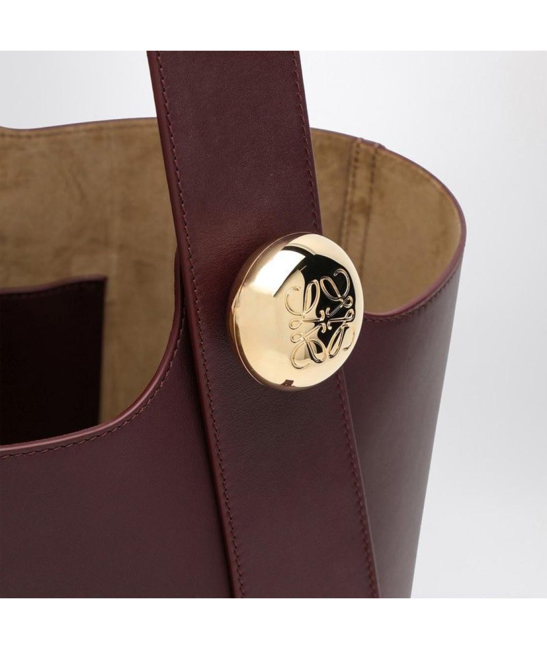 LOEWE Бордовая кожаная сумка тоут, фото 5
