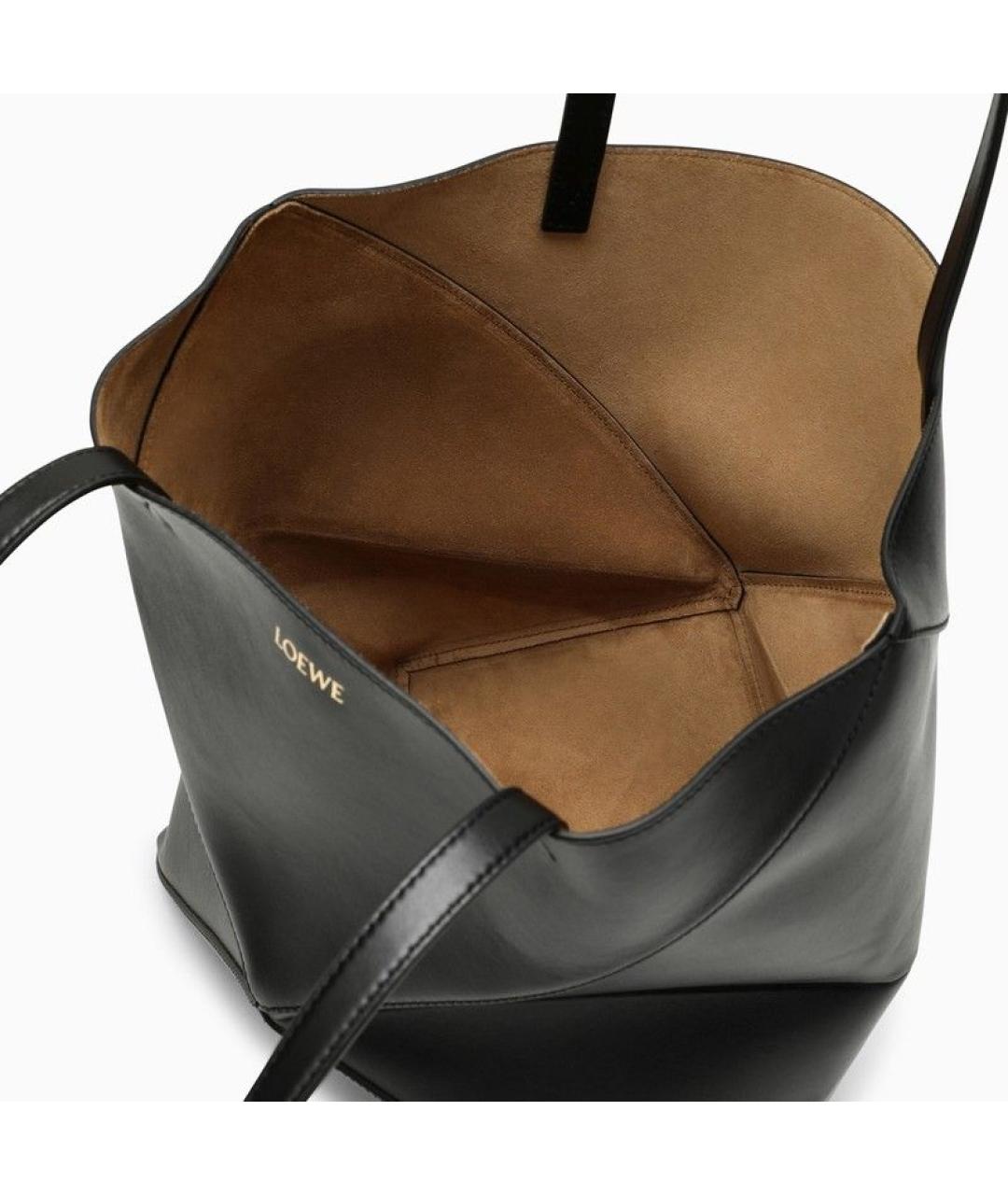 LOEWE Черная кожаная сумка тоут, фото 4