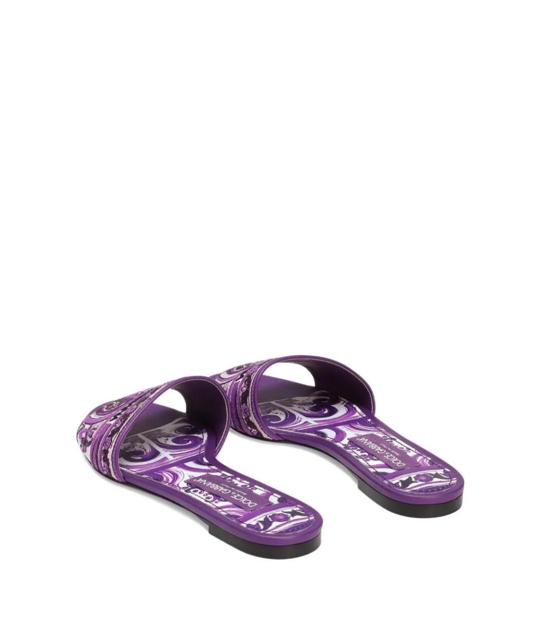 DOLCE&GABBANA Фиолетовые текстильные шлепанцы, фото 3