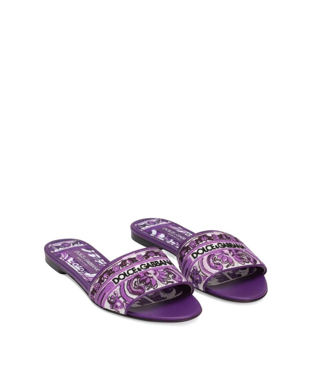 DOLCE&GABBANA Фиолетовые текстильные шлепанцы, фото 2