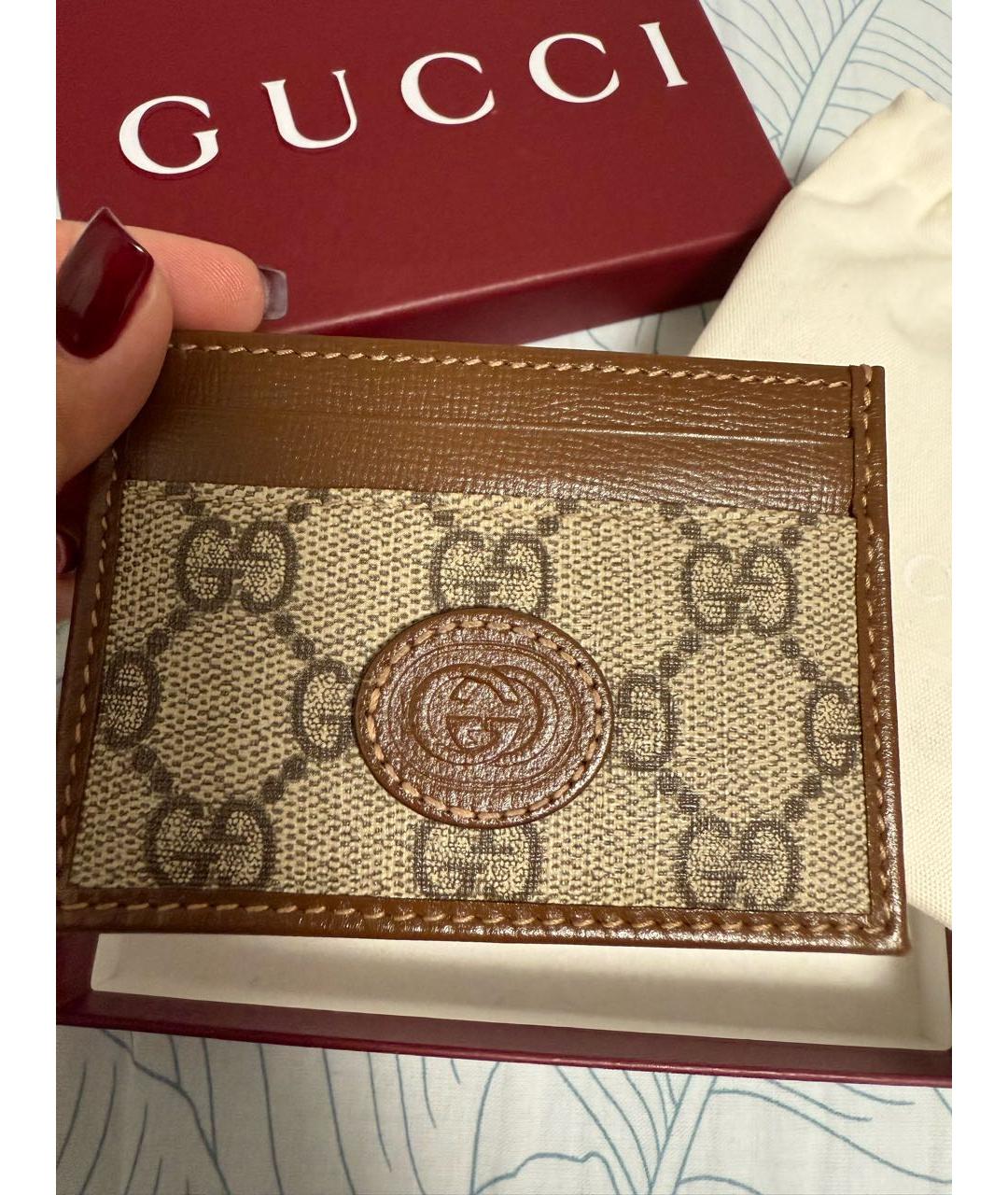 GUCCI Коричневая кожаная визитница, фото 3
